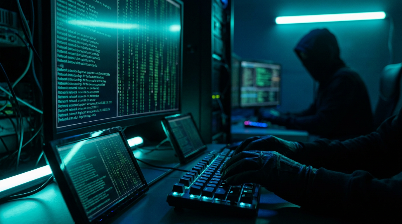 Hacker face &agrave; des terminaux avec code matrix &mdash; cybers&eacute;curit&eacute; MCP